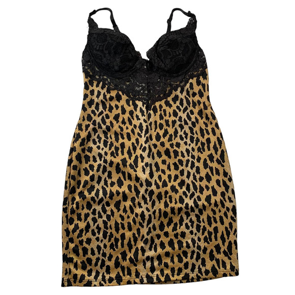 SOLD Vintage Y2K 34B Victoria Secret Bodycon Leopard Print Brown Black  Dress - Picture 1 of 11